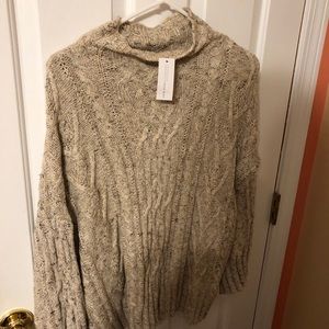 New York & Company Oatmeal Poncho Sweater in Large